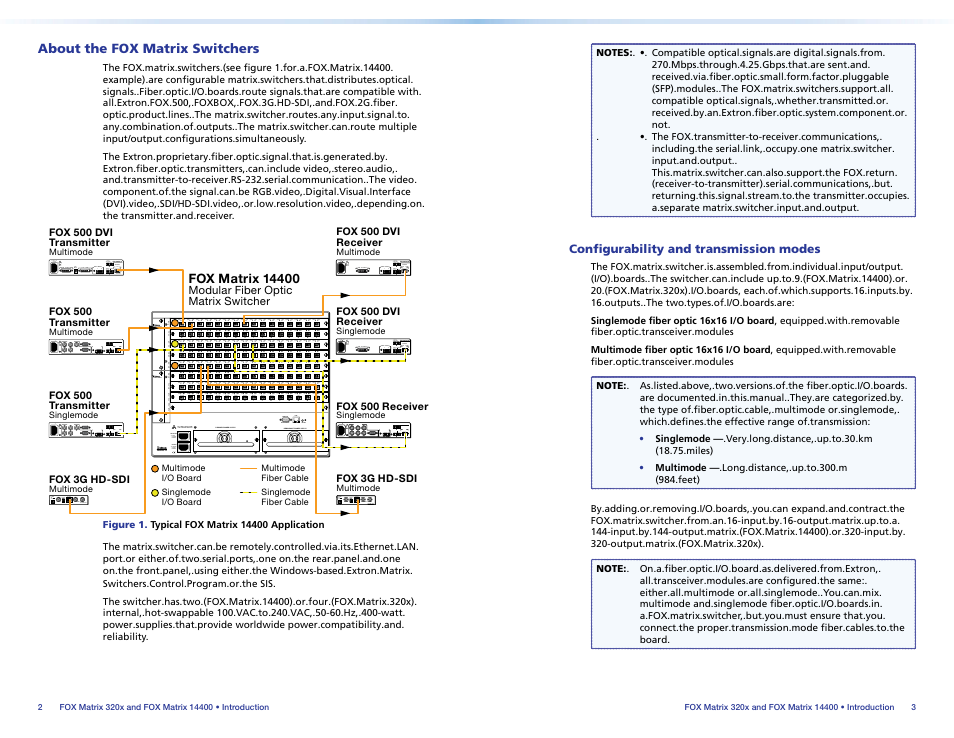 About the fox matrix switchers, Configurability and transmission modes, About.the.fox.matrix.switchers | Configurability.and.transmission. modes, About the | Extron Electronics FOX Matrix 14400 Setup Guide User Manual | Page 5 / 21