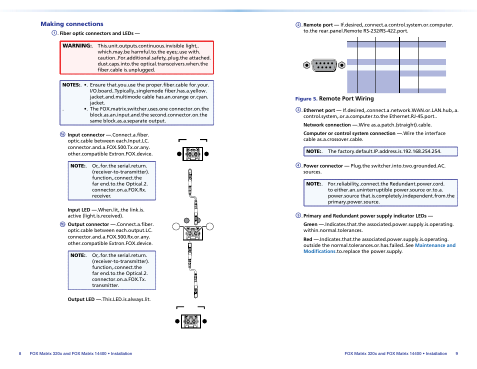 Making connections, Making.connections, Connect the hardware | Extron Electronics FOX Matrix 14400 Setup Guide User Manual | Page 8 / 21