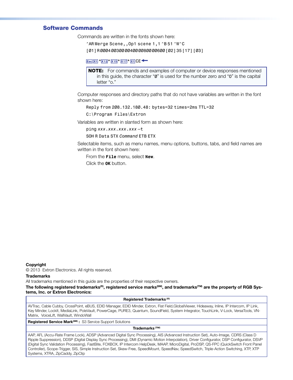 Software commands | Extron Electronics FOX RS 104 User Guide User Manual | Page 4 / 38