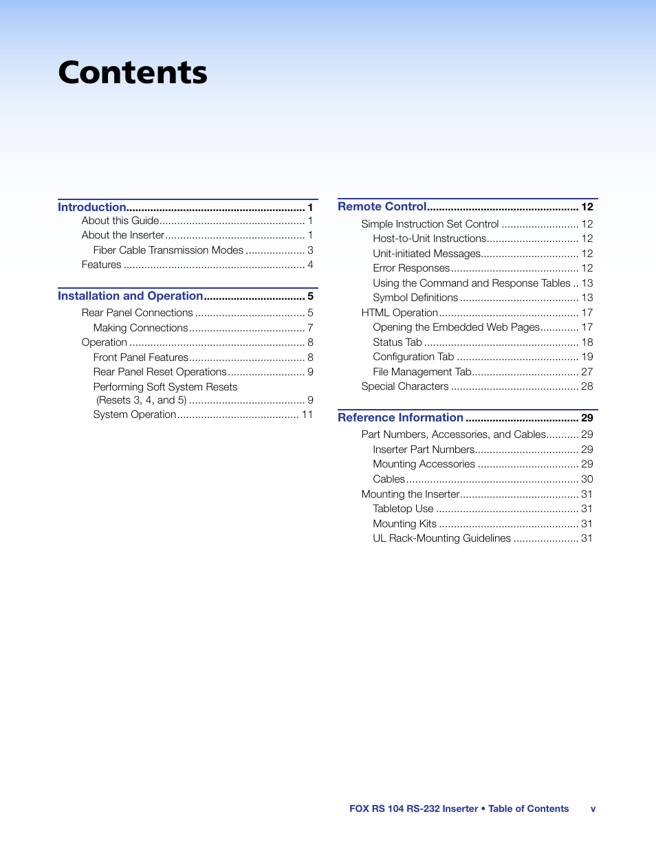 Extron Electronics FOX RS 104 User Guide User Manual | Page 5 / 38