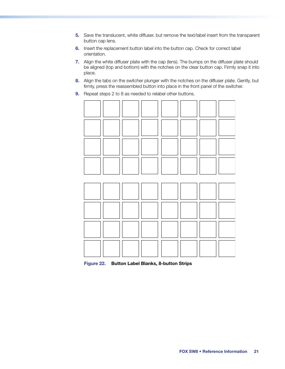 Use either blank 8-button strips in, Figure 22 | Extron Electronics FOX SW8 User Guide User Manual | Page 27 / 29
