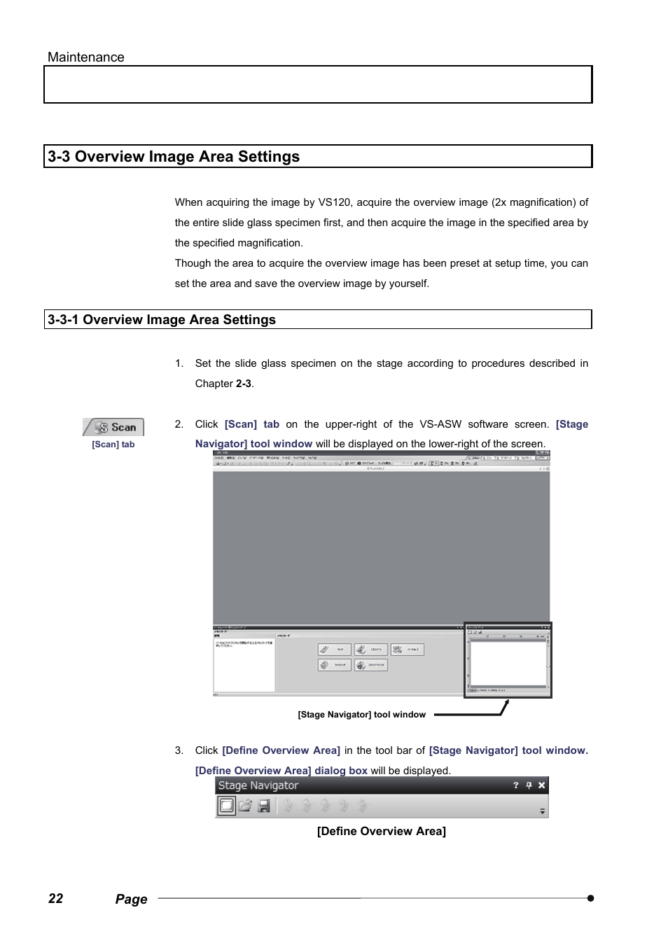 3 overview image area settings, 3-1 overview image area settings | Olympus VS120 User Manual | Page 26 / 40