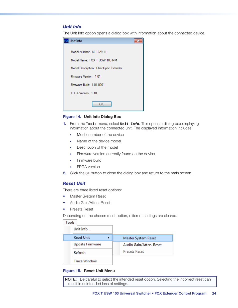 Extron Electronics FOX T USW 103 User Guide User Manual | Page 30 / 47