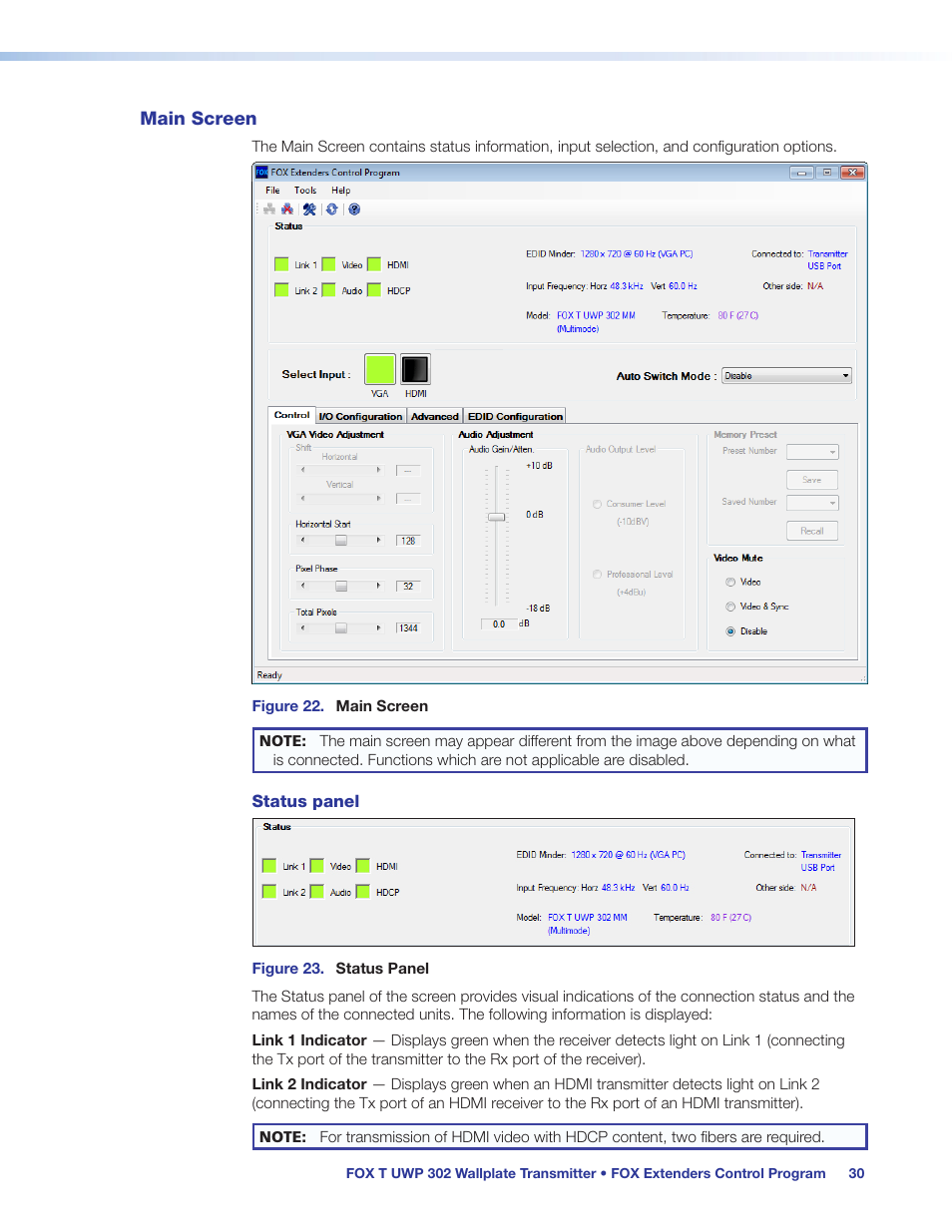 Main screen | Extron Electronics FOX T UWP 302 User Guide User Manual | Page 36 / 47