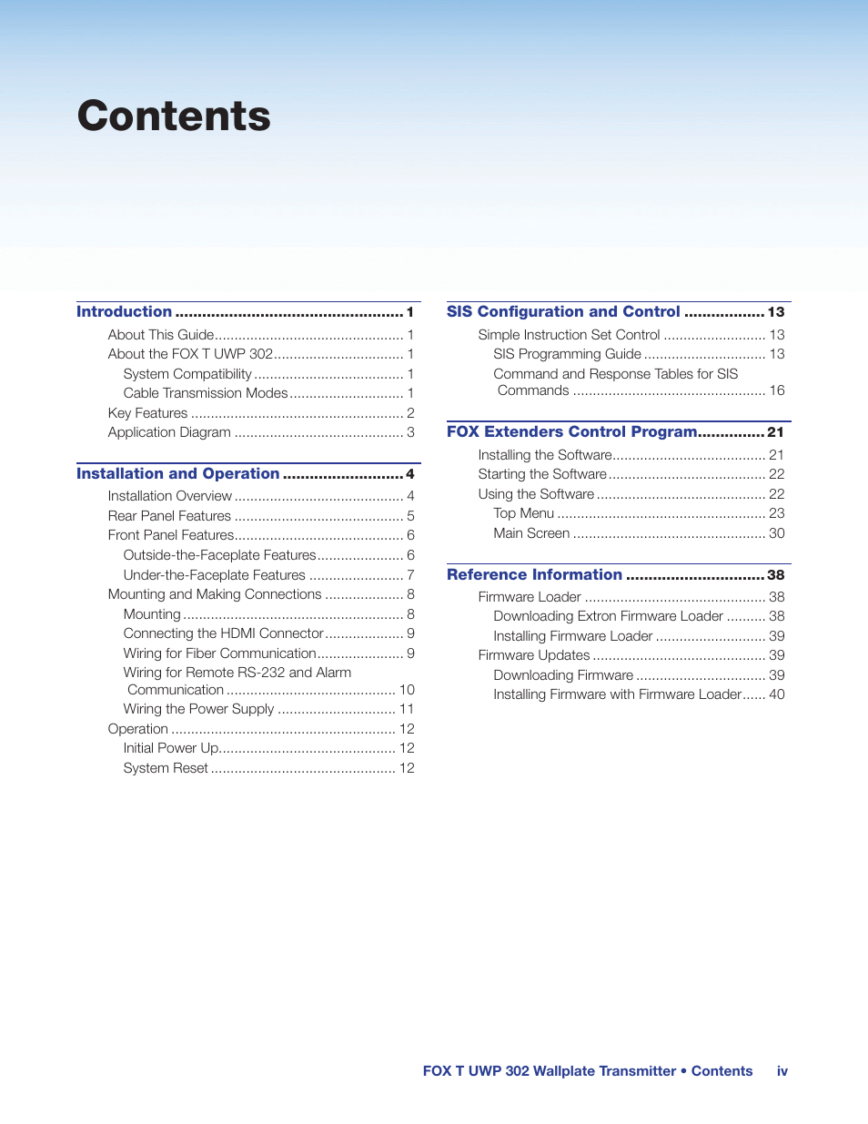 Extron Electronics FOX T UWP 302 User Guide User Manual | Page 5 / 47