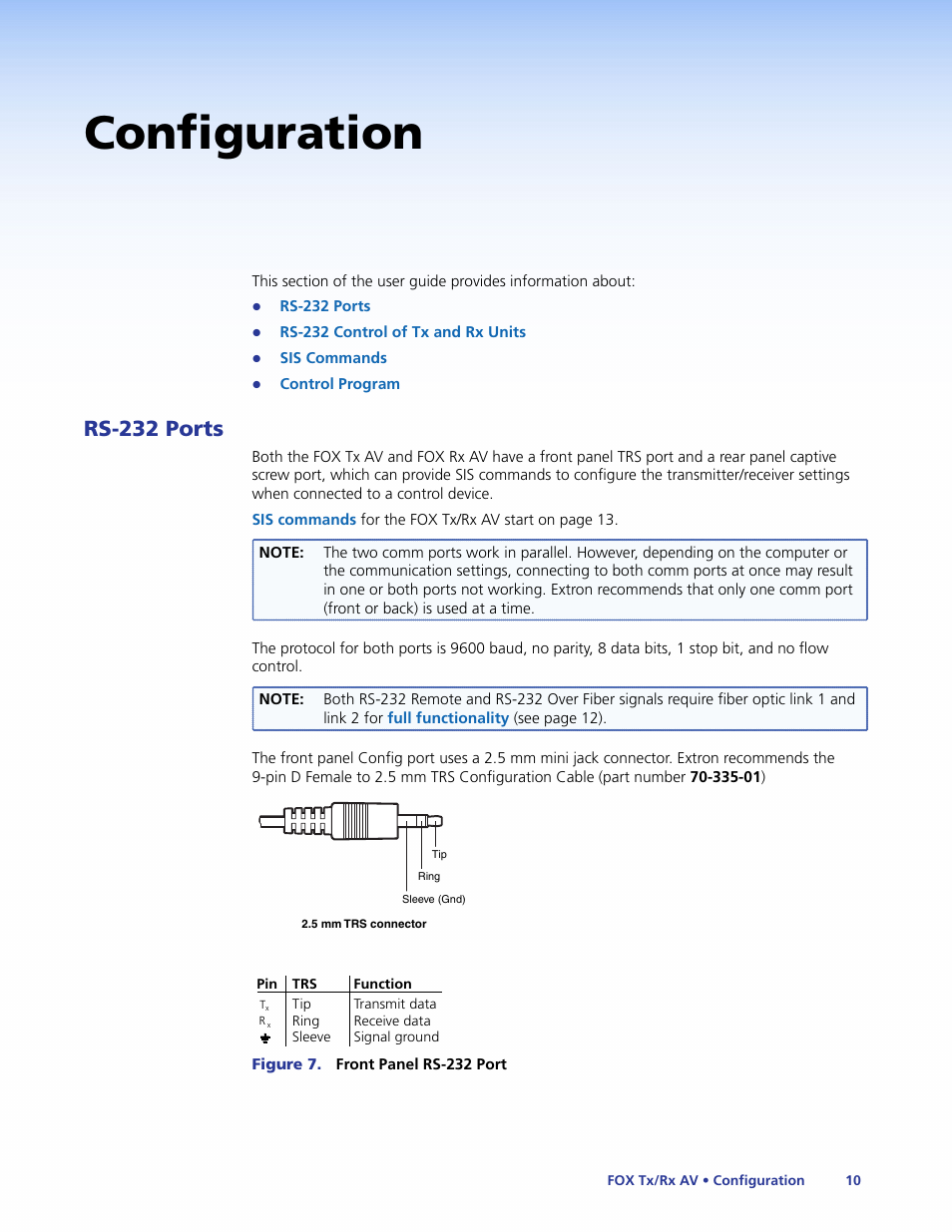 Configuration, Rs-232 ports | Extron Electronics Fox Tx_Rx AV User Guide User Manual | Page 16 / 38