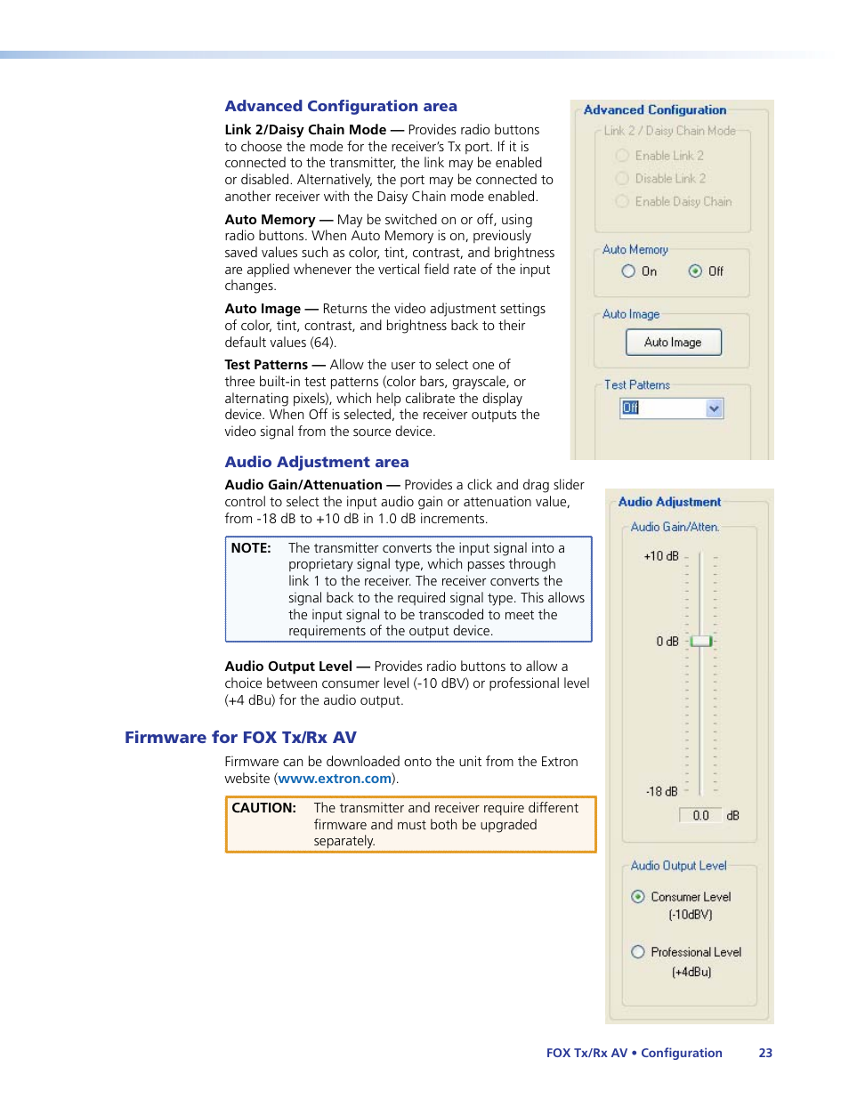 Firmware for fox tx/rx av | Extron Electronics Fox Tx_Rx AV User Guide User Manual | Page 29 / 38