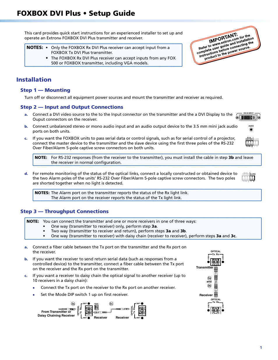 Extron Electronics FOXBOX DVI Plus User Manual | 2 pages