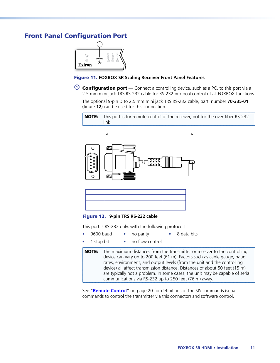 Front panel configuration port | Extron Electronics FOXBOX SR HDMI User Guide User Manual | Page 17 / 45