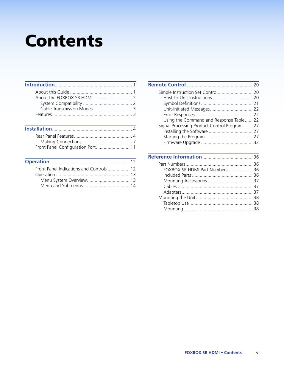 Extron Electronics FOXBOX SR HDMI User Guide User Manual | Page 5 / 45