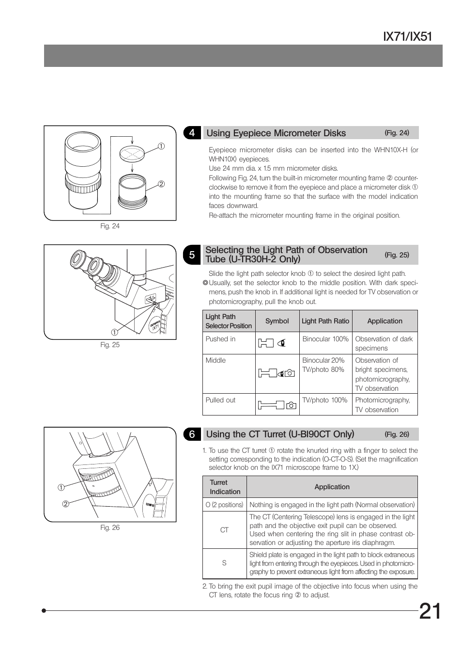 Ix71/ix51 | Olympus IX71 User Manual | Page 25 / 76