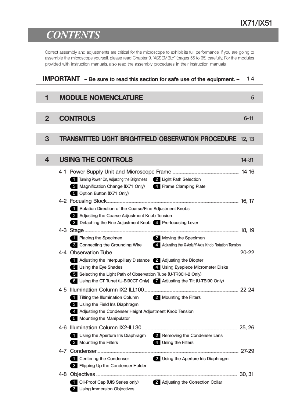 Olympus IX71 User Manual | Page 3 / 76