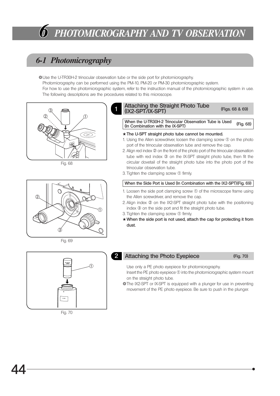 Photomicrography and tv observation, 1 photomicrography | Olympus IX71 User Manual | Page 48 / 76