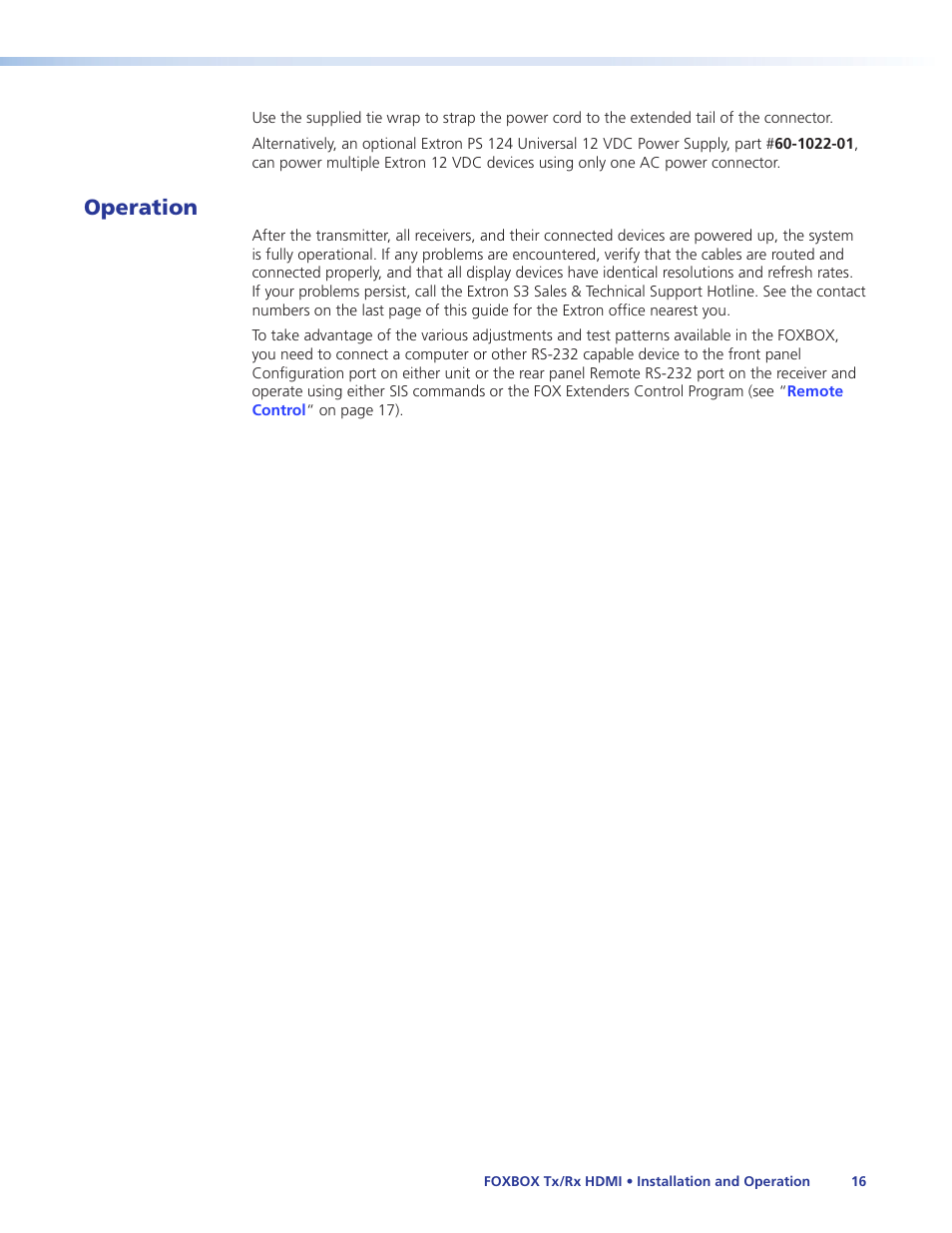Operation | Extron Electronics FOXBOX Tx_Rx HDMI User Guide User Manual | Page 22 / 49