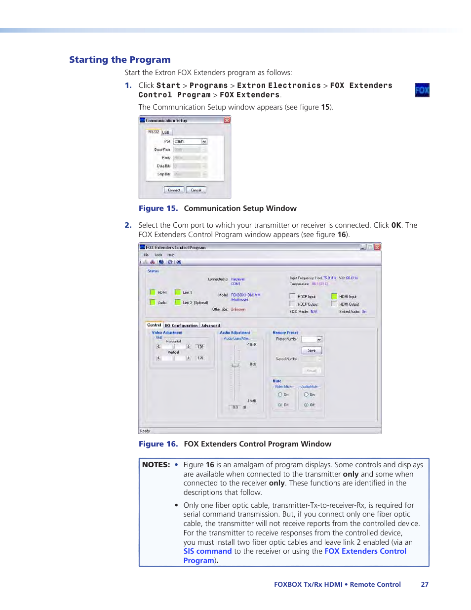 Starting the program | Extron Electronics FOXBOX Tx_Rx HDMI User Guide User Manual | Page 33 / 49