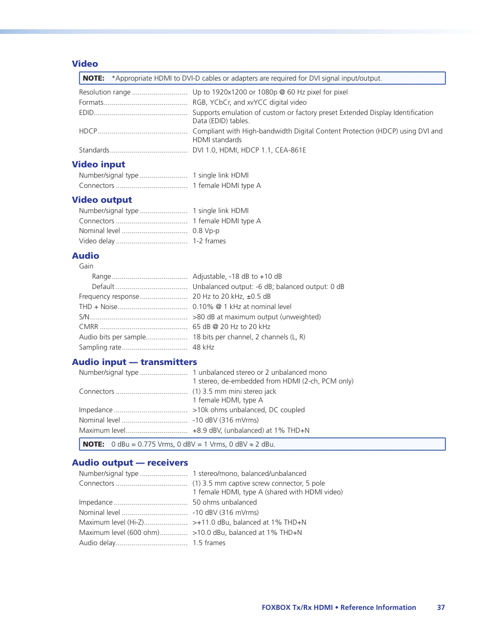 Extron Electronics FOXBOX Tx_Rx HDMI User Guide User Manual | Page 43 / 49