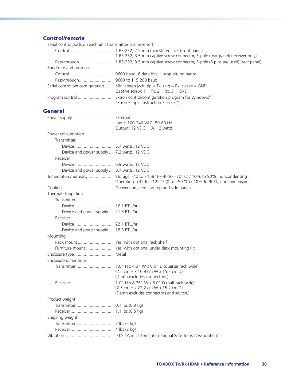 Extron Electronics FOXBOX Tx_Rx HDMI User Guide User Manual | Page 44 / 49
