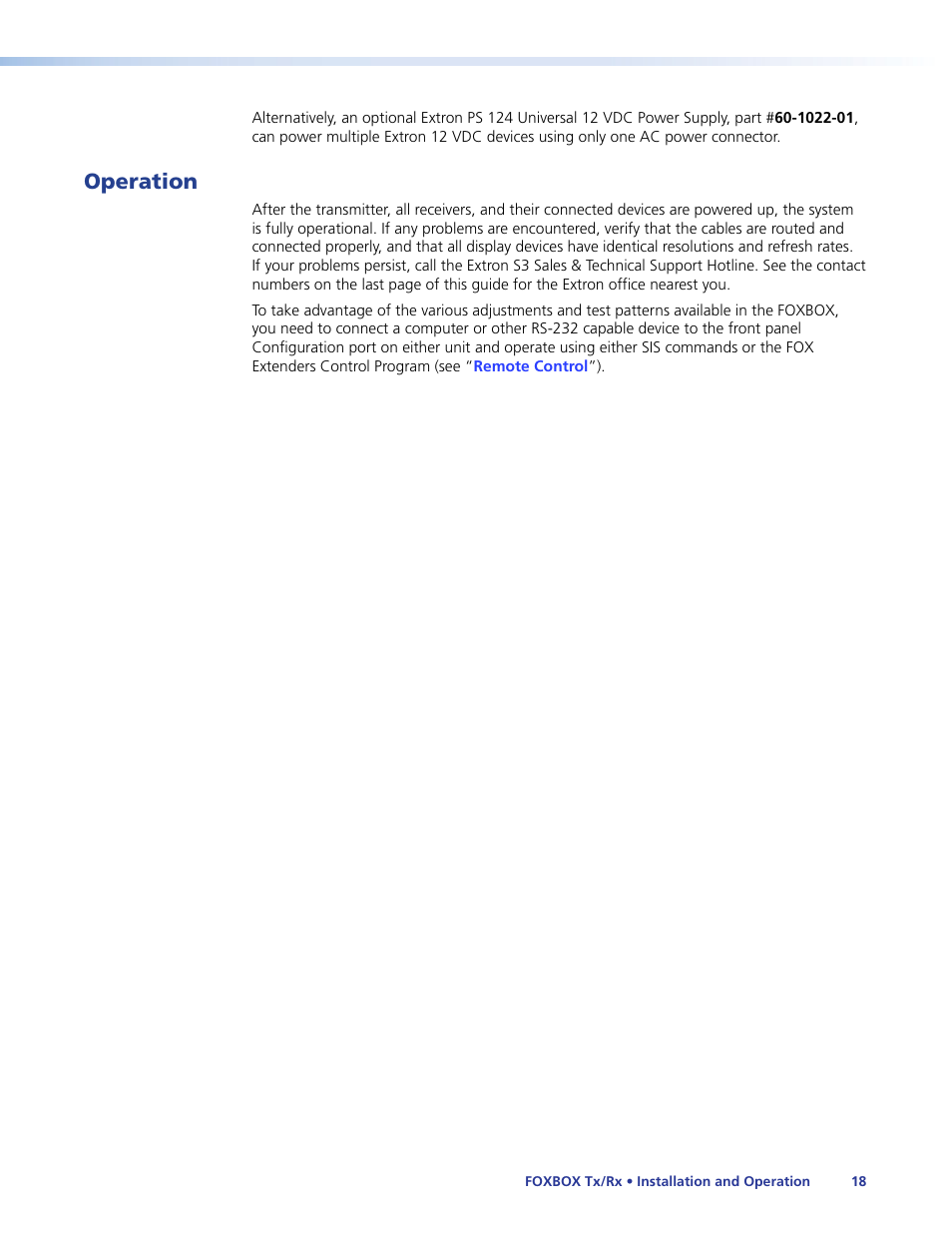 Operation | Extron Electronics FOXBOX Tx_Rx DVI Plus User Guide User Manual | Page 24 / 50