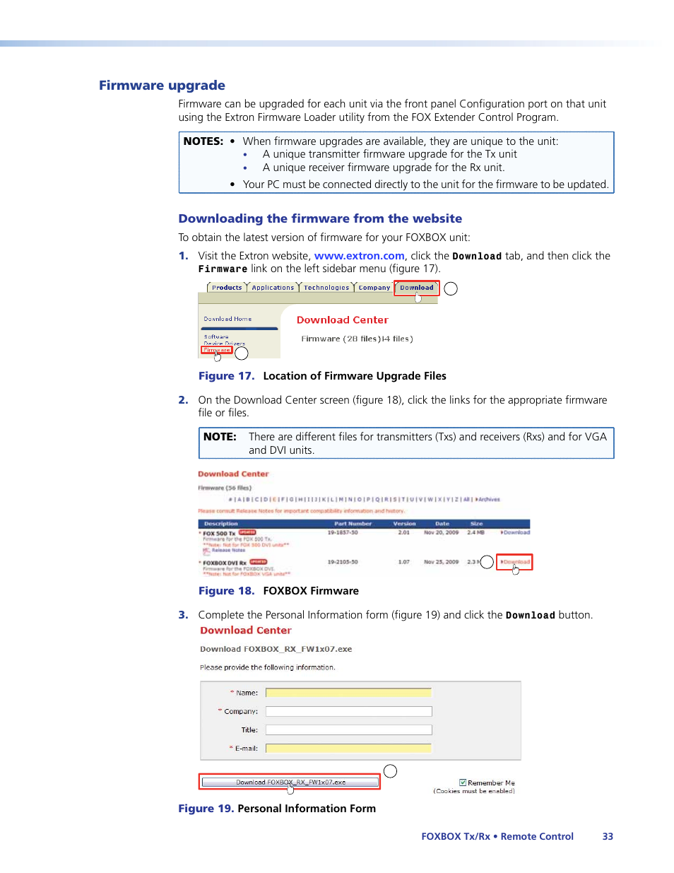 Firmware upgrade | Extron Electronics FOXBOX Tx_Rx DVI Plus User Guide User Manual | Page 39 / 50