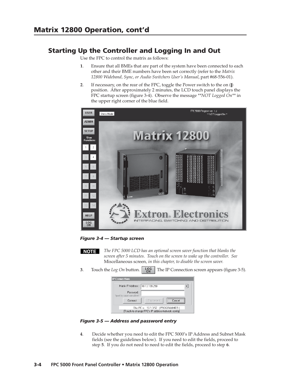 Starting up the controller and logging in and out | Extron Electronics FPC 5000 User Manual | Page 24 / 60