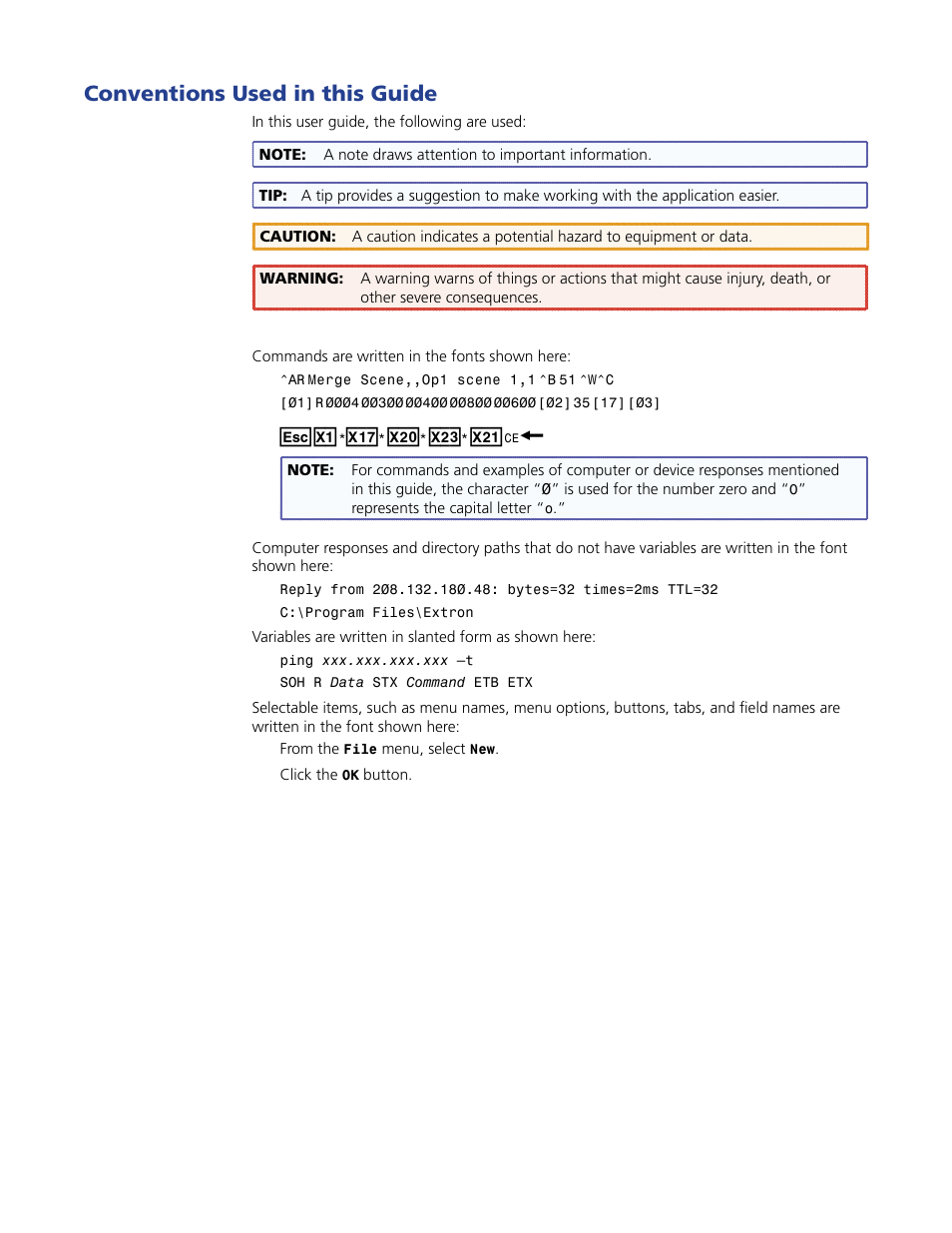 Conventions used in this guide | Extron Electronics GSS 100 User Guide User Manual | Page 4 / 60