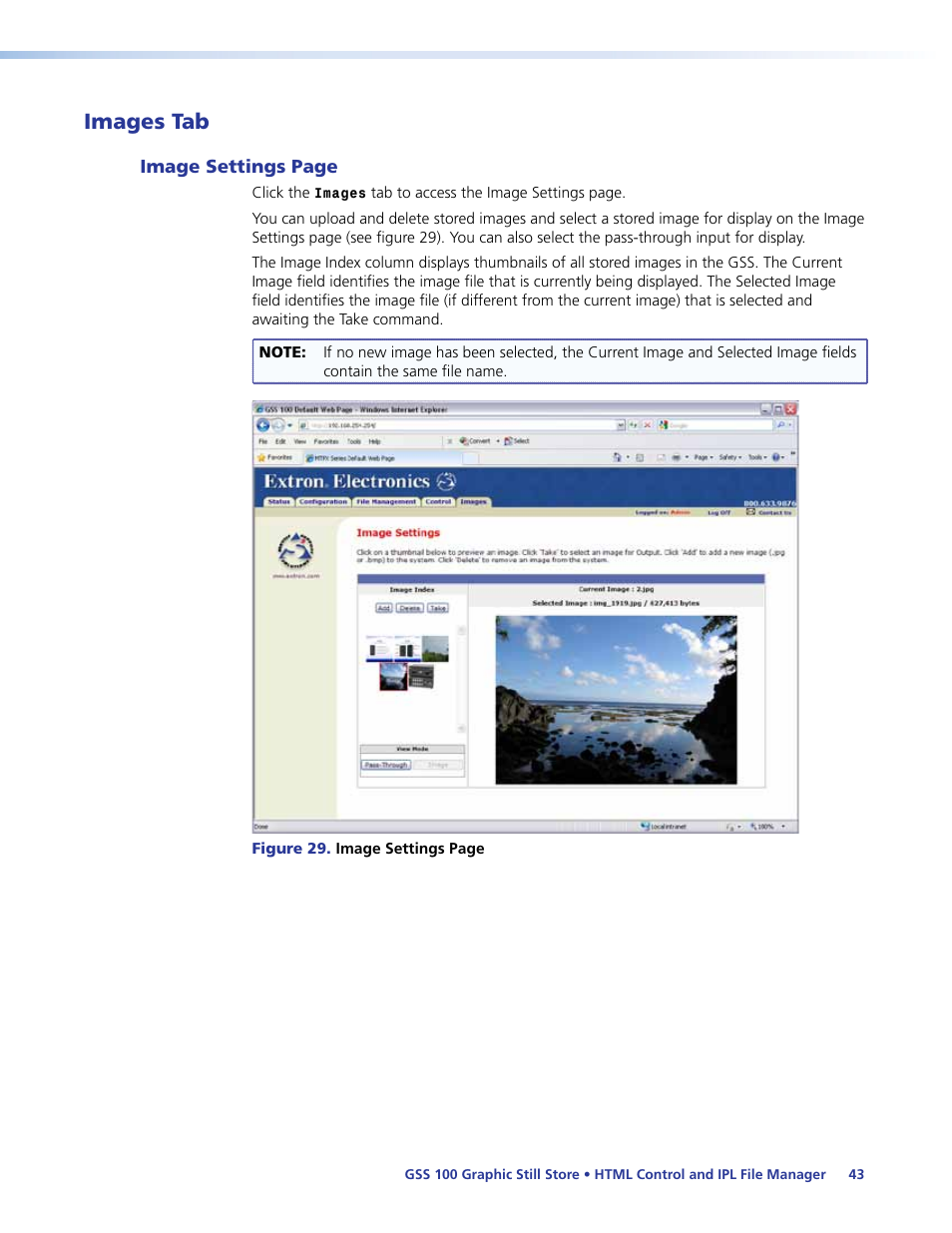 Images tab | Extron Electronics GSS 100 User Guide User Manual | Page 49 / 60