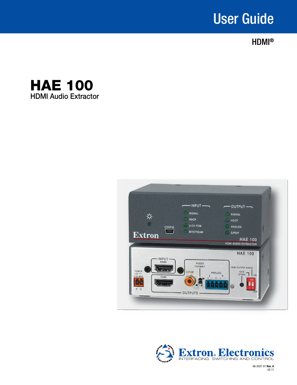 Extron Electronics HAE 100 User Guide User Manual | 27 pages