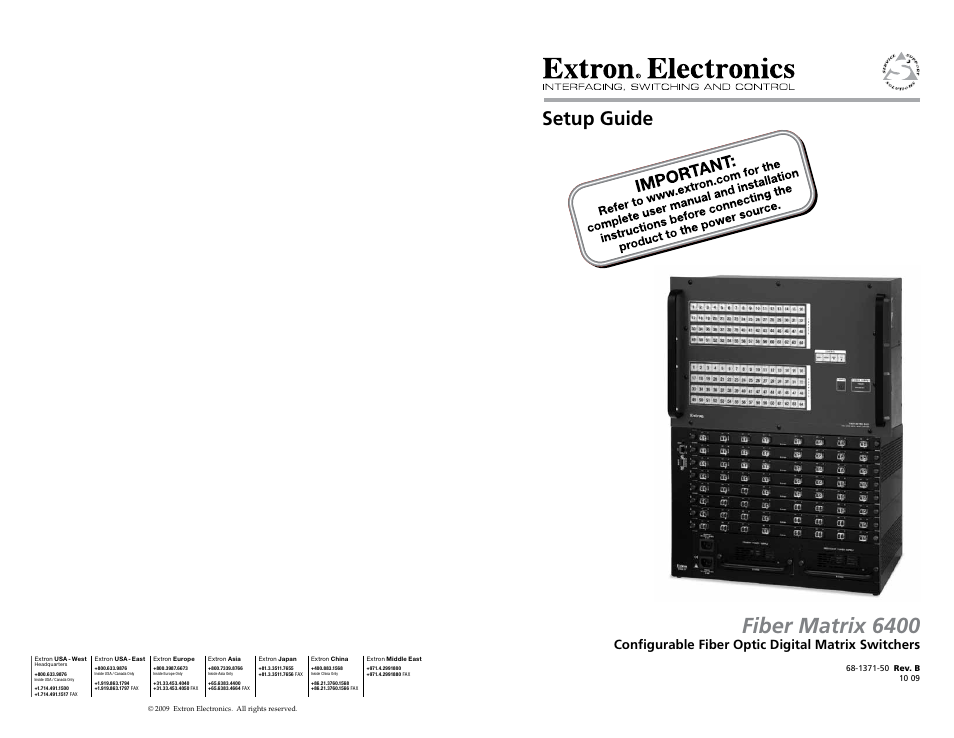 Extron Electronics Fiber Matrix 6400 User Manual | 22 pages