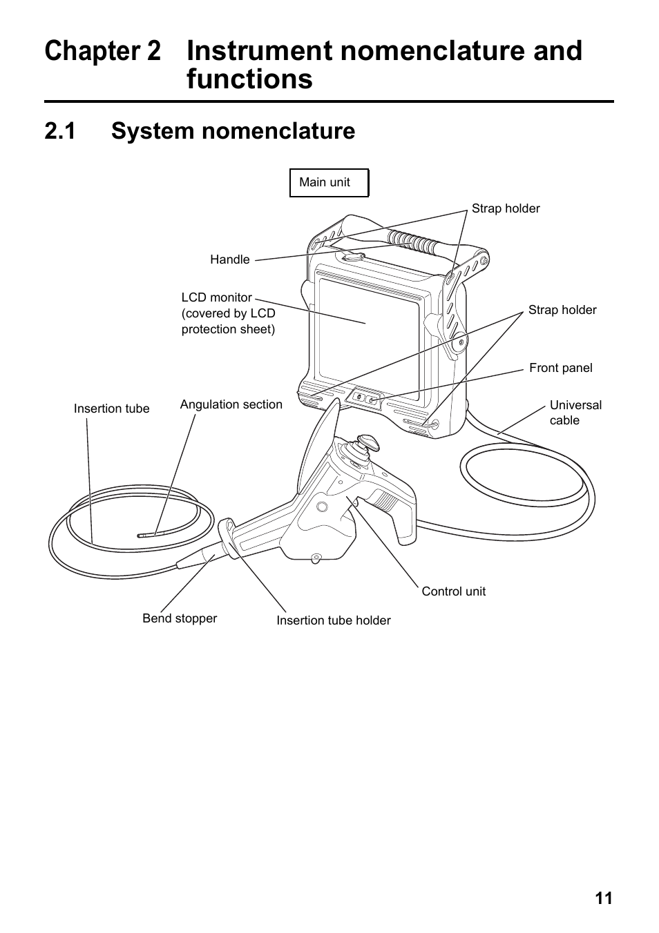 Chapter 2 instrument nomenclature and functions, 1 system nomenclature, Chapter 2 | Instrument nomenclature and, Functions, System nomenclature | Olympus IPLEX MX II User Manual | Page 17 / 100