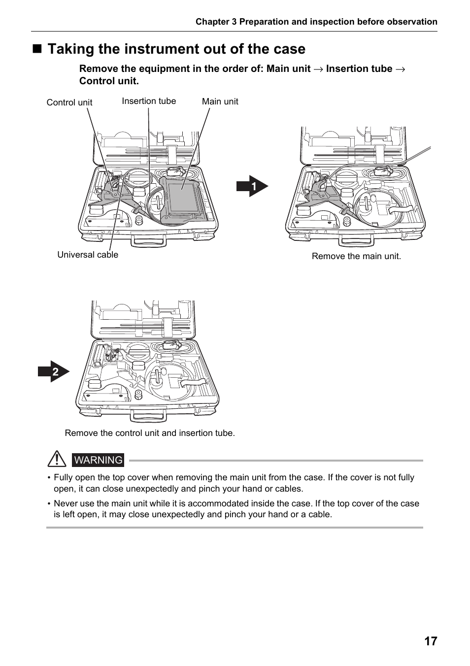 Taking the instrument out of the case | Olympus IPLEX MX II User Manual | Page 23 / 100