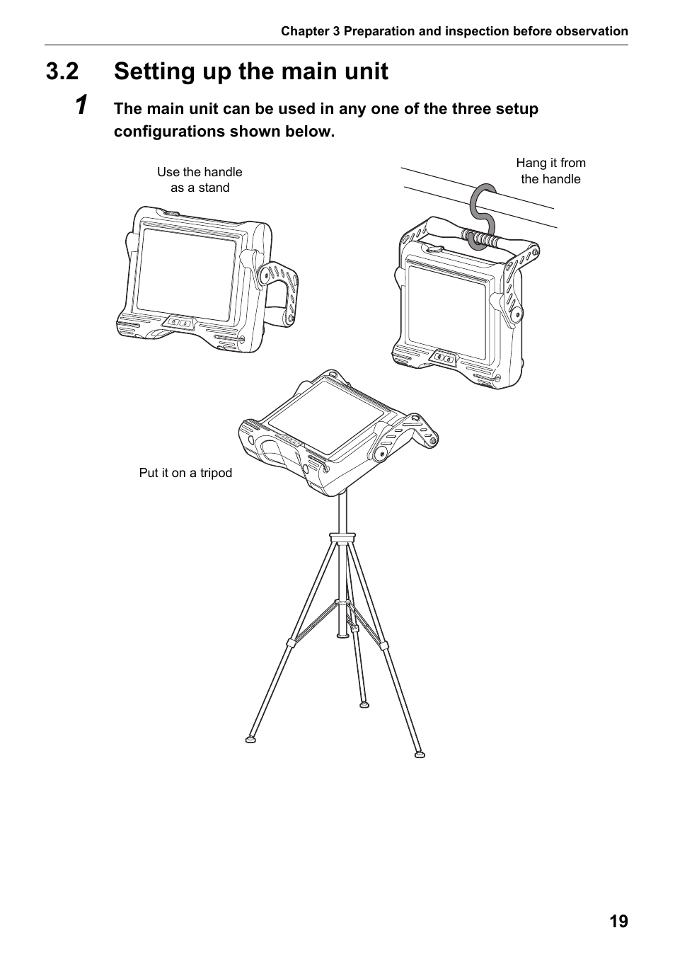 2 setting up the main unit, Setting up the main unit | Olympus IPLEX MX II User Manual | Page 25 / 100