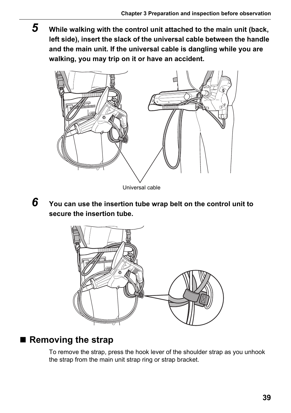 Removing the strap | Olympus IPLEX MX II User Manual | Page 45 / 100