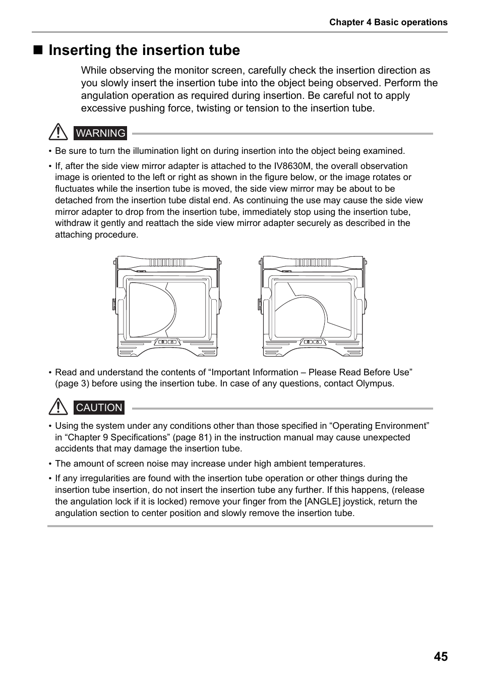 Inserting the insertion tube | Olympus IPLEX MX II User Manual | Page 51 / 100