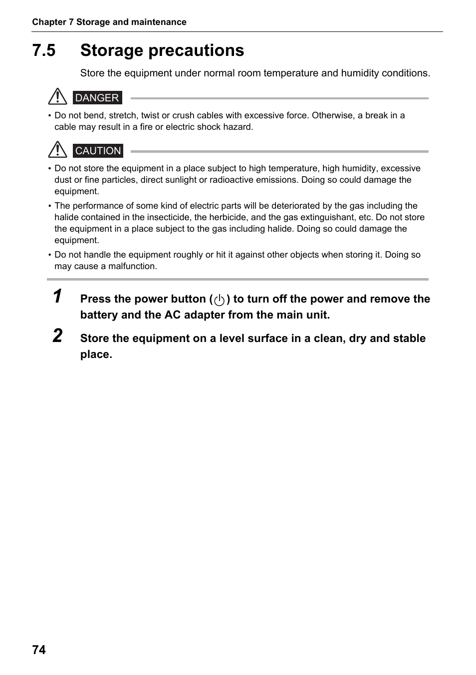 5 storage precautions, Storage precautions | Olympus IPLEX MX II User Manual | Page 80 / 100