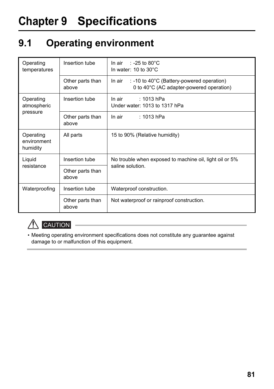Chapter 9 specifications, 1 operating environment, Chapter 9 | Specifications, Operating environment | Olympus IPLEX MX II User Manual | Page 87 / 100