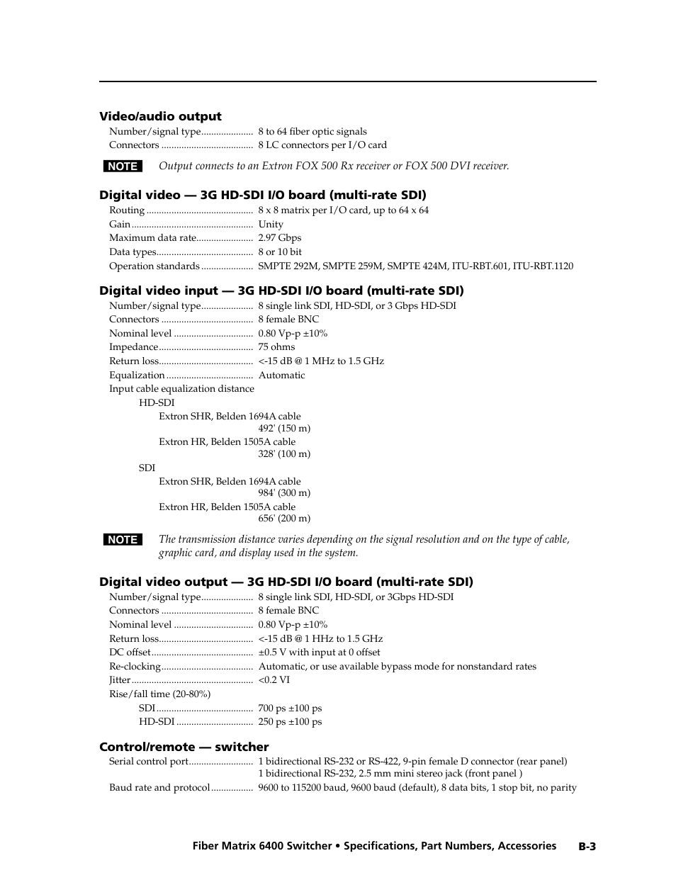 Extron Electronics Fiber Matrix 6400 User Manual | Page 139 / 144