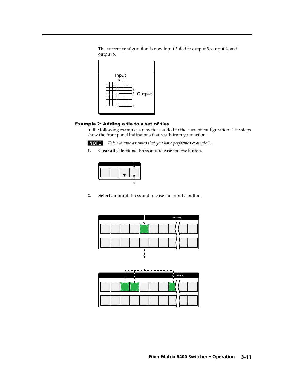 Example 2: adding a tie to a set of ties, Example 2: adding a tie to a set of ties -11, Changing a configuration | Extron Electronics Fiber Matrix 6400 User Manual | Page 37 / 144