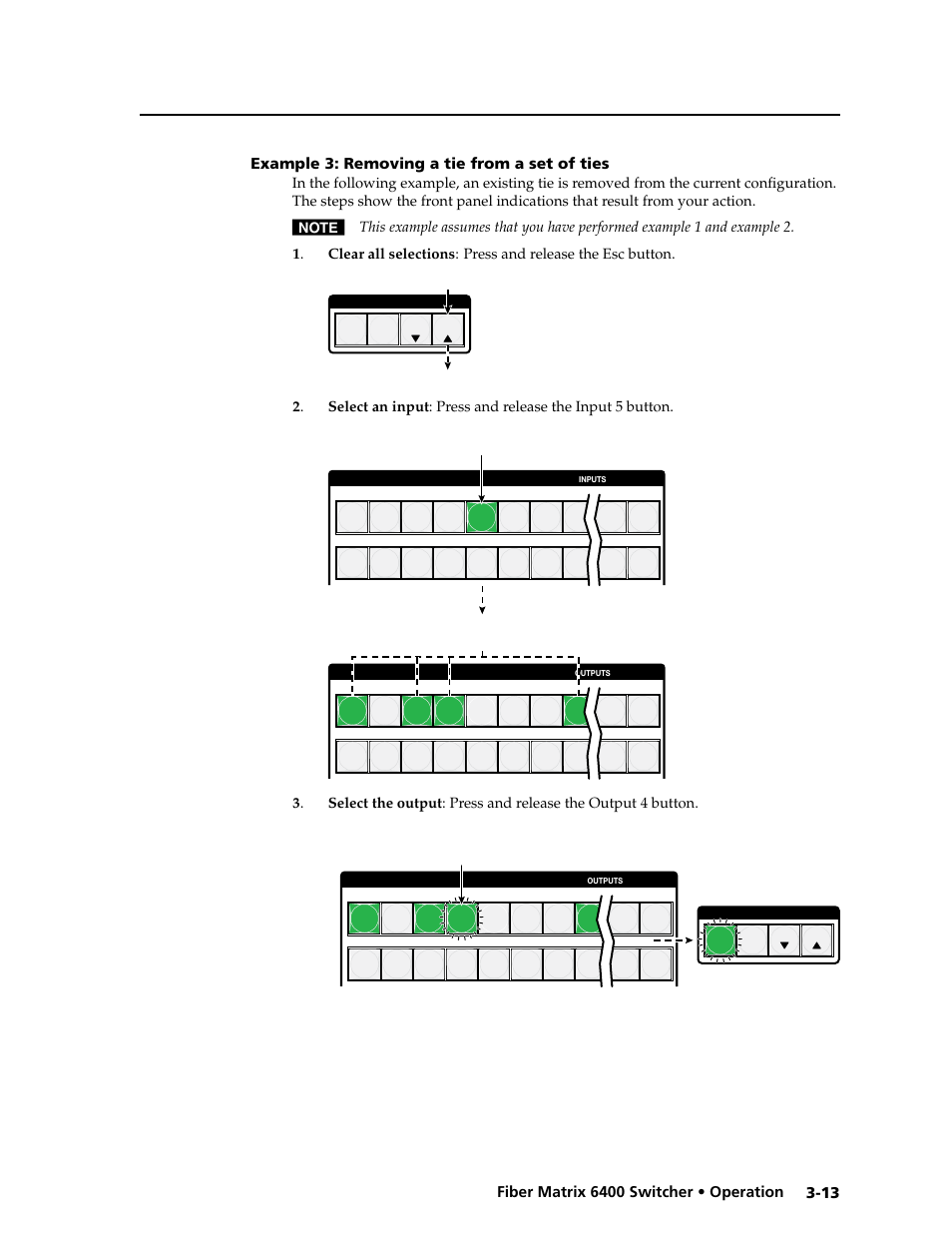 Example 3: removing a tie from a set of ties, Example 3: removing a tie from a set of ties -13 | Extron Electronics Fiber Matrix 6400 User Manual | Page 39 / 144