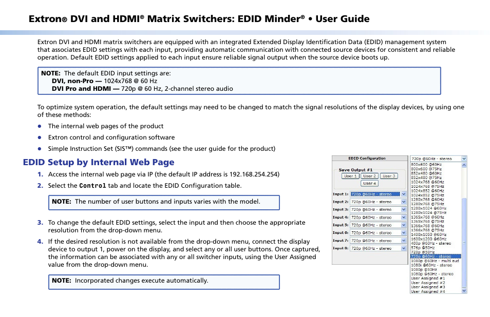 Extron Electronics EDID Minder User Manual | 2 pages