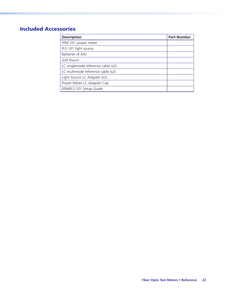 Included accessories | Extron Electronics FLS 101 User Guide User Manual | Page 28 / 30