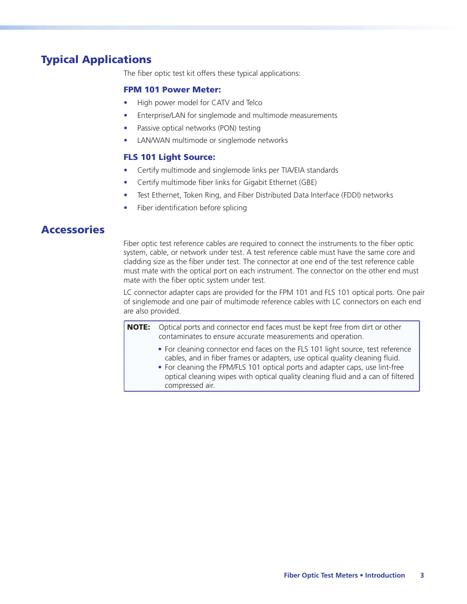 Typical applications, Accessories | Extron Electronics FLS 101 User Guide User Manual | Page 9 / 30