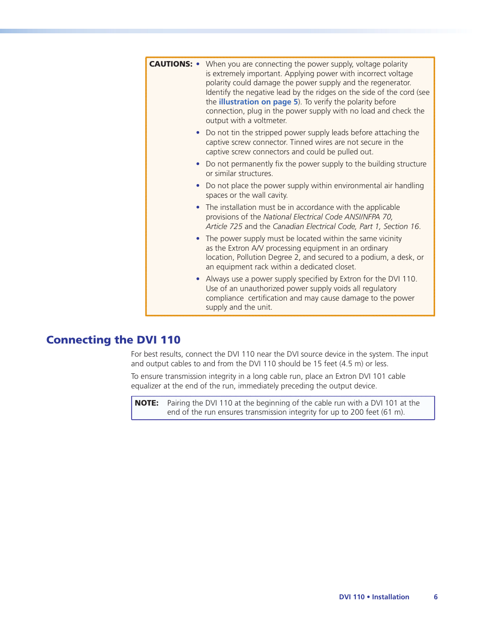 Connecting the dvi 110 | Extron Electronics DVI 110 User Guide User Manual | Page 12 / 19