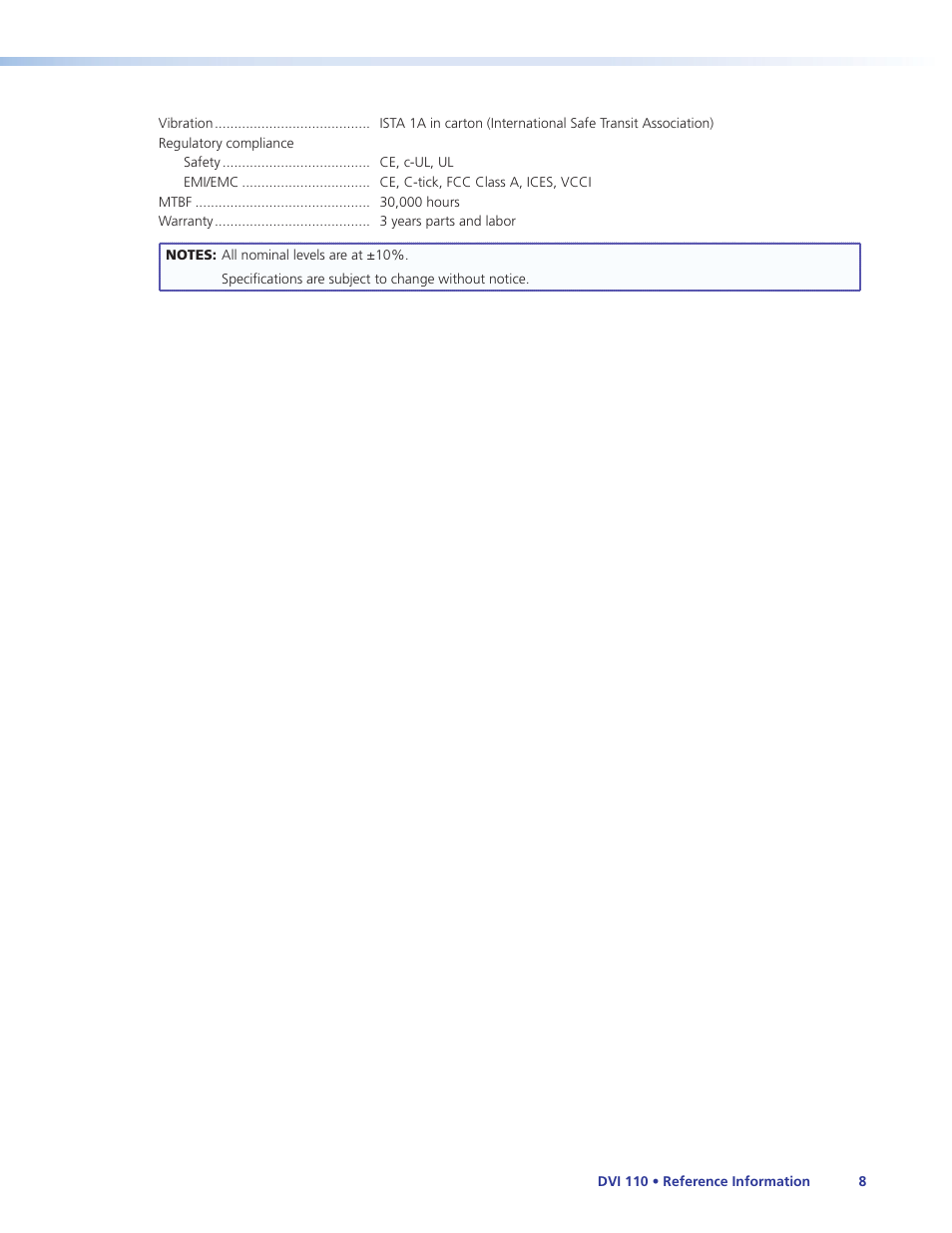 Extron Electronics DVI 110 User Guide User Manual | Page 14 / 19