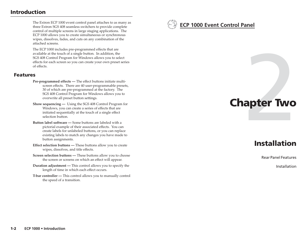 Chapter two | Extron Electronics ECP 1000 User Manual | Page 4 / 18