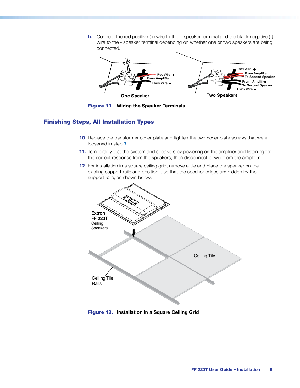 Finishing steps, all installation types, Oceed to step | Extron Electronics FF 220T User Guide User Manual | Page 13 / 17