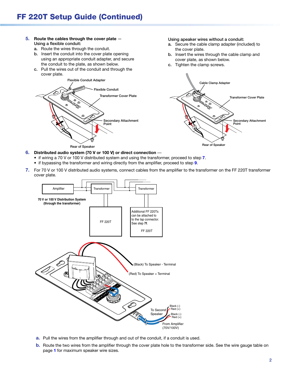 Ff 220t setup guide (continued) | Extron Electronics FF 220T Setup Guide User Manual | Page 2 / 4