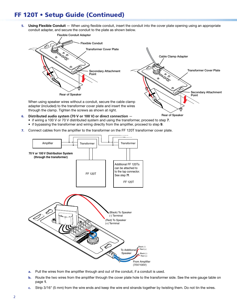 Ff 120t • setup guide (continued) | Extron Electronics FF 120T User Manual | Page 2 / 4