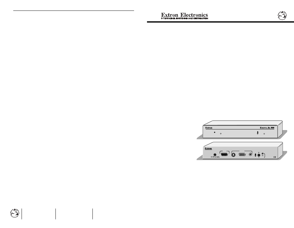 Extron Electronics EMOTIA Jr. 800 User Manual | 2 pages