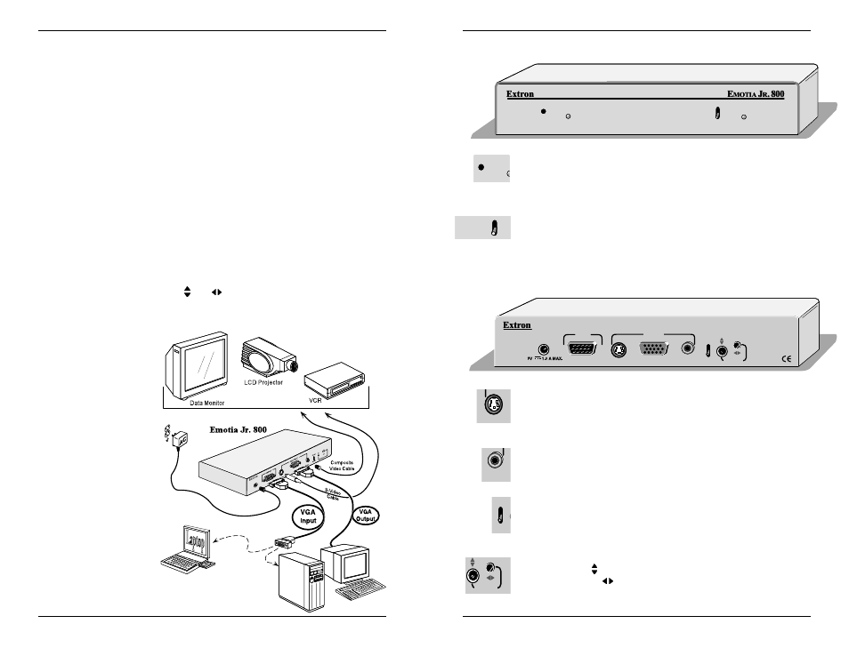 Installation, Front panel features, Rear panel features | Extron Electronics EMOTIA Jr. 800 User Manual | Page 2 / 2