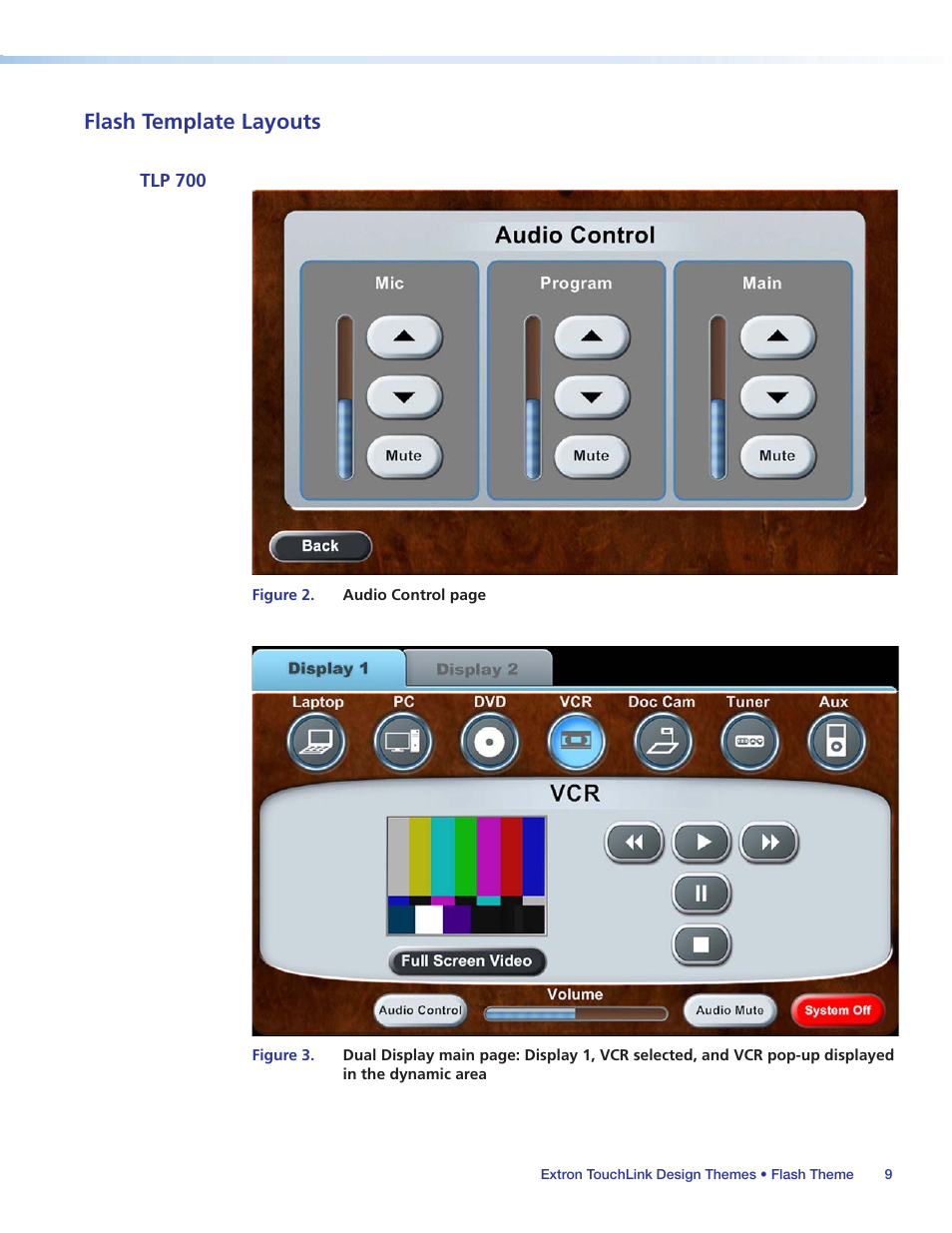 Flash template layouts, Tlp 700, Figure 3 | Figures, Figure 2, Figure 4 | Extron Electronics Extron TouchLink User Manual | Page 13 / 78